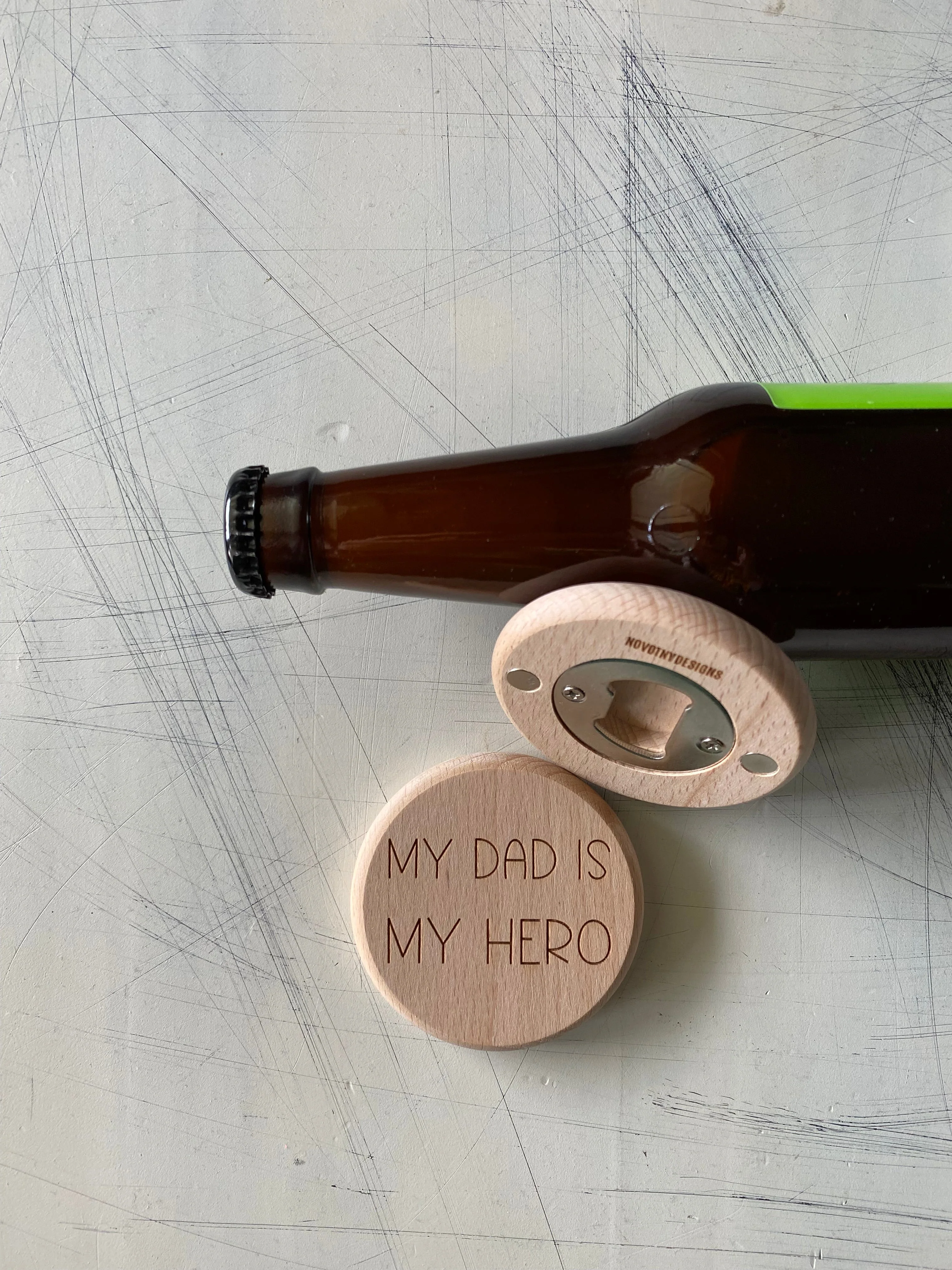 My dad is my hero - magnetic wood bottle opener - Image 2