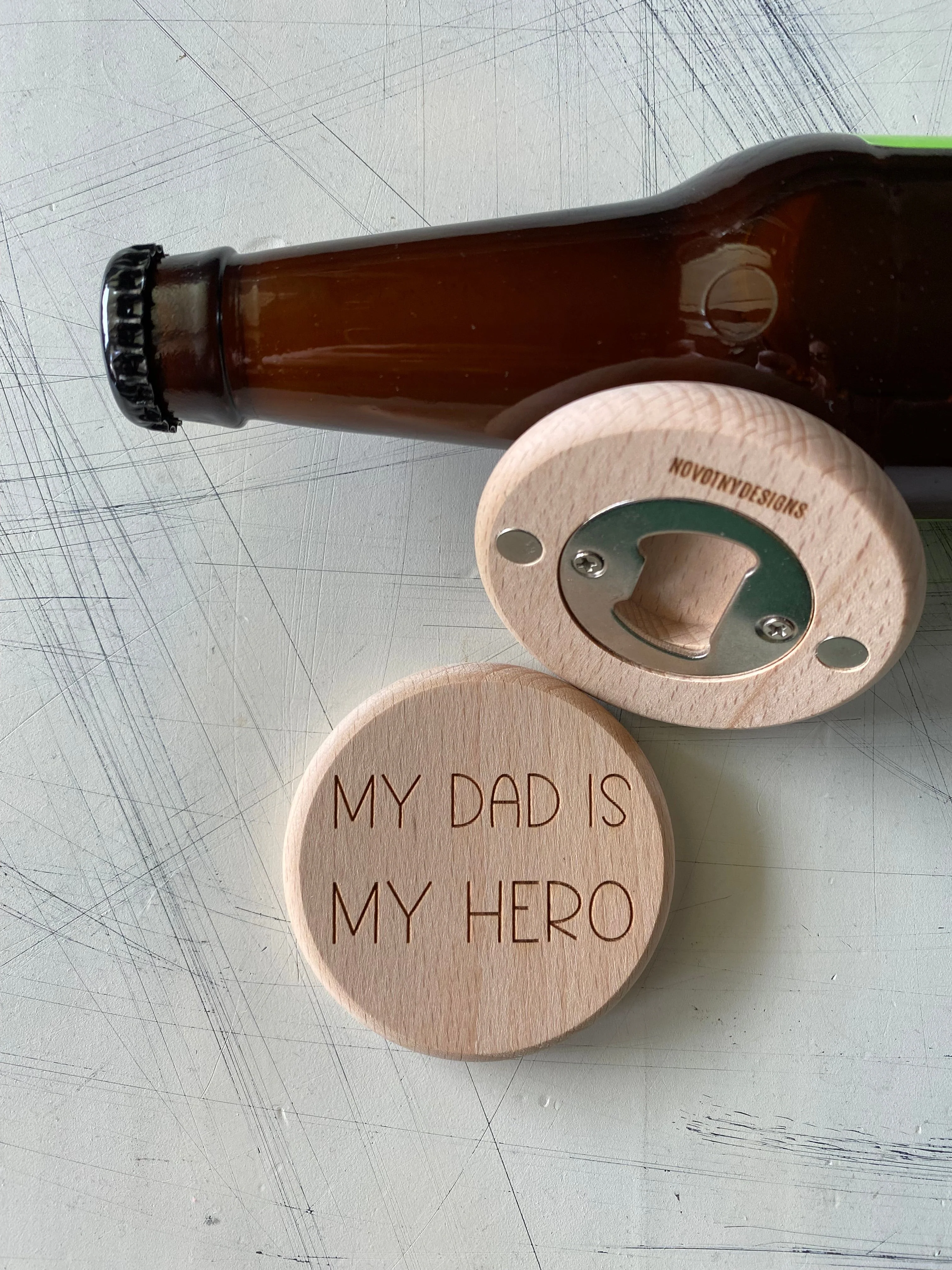 My dad is my hero - magnetic wood bottle opener - Image 3