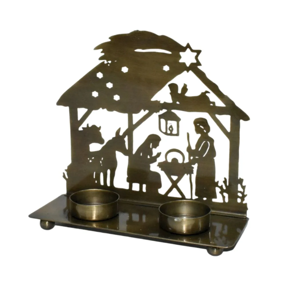 Nativity Manger Scene T-Light Candle Holder - Image 2