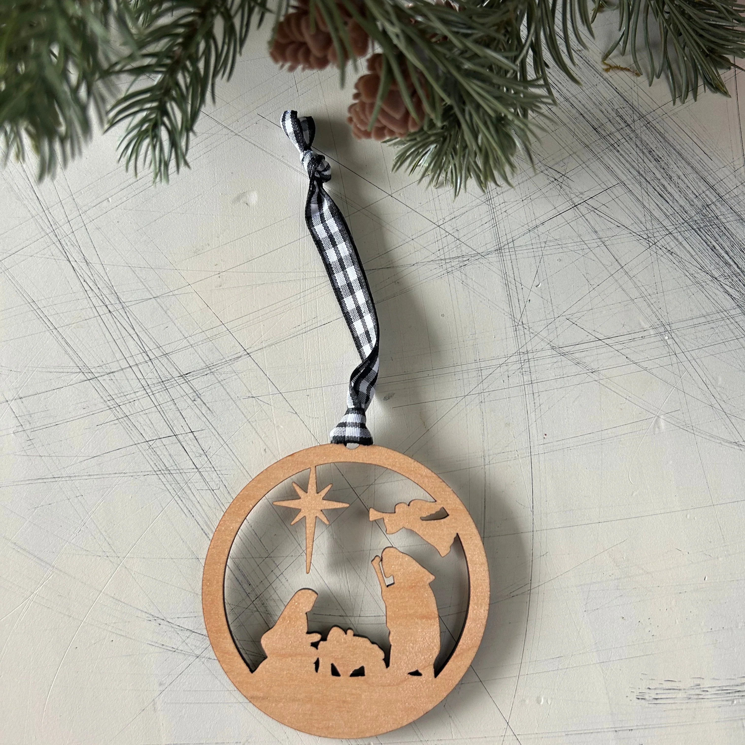 Nativity Minimalist Wood Cutout Ornament - Image 3
