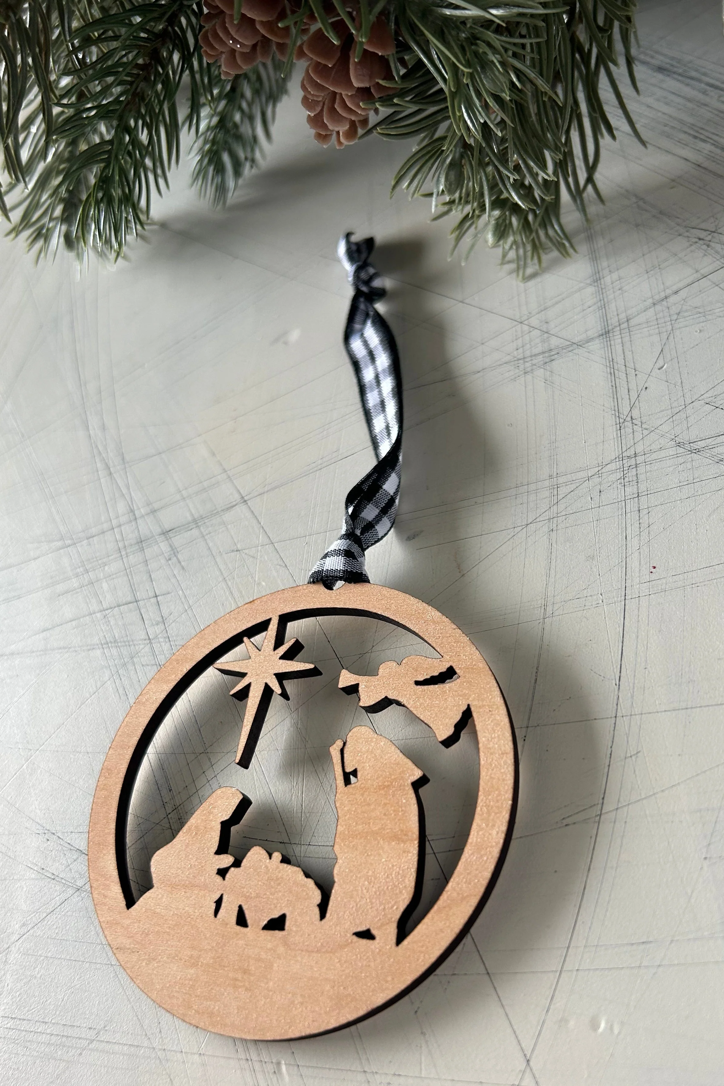Nativity Minimalist Wood Cutout Ornament - Image 5