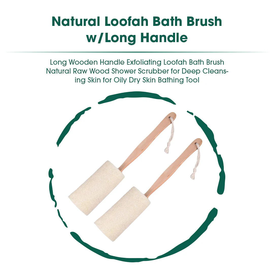 Natural Loofah Bath Brush w/Long Handle. - Image 3