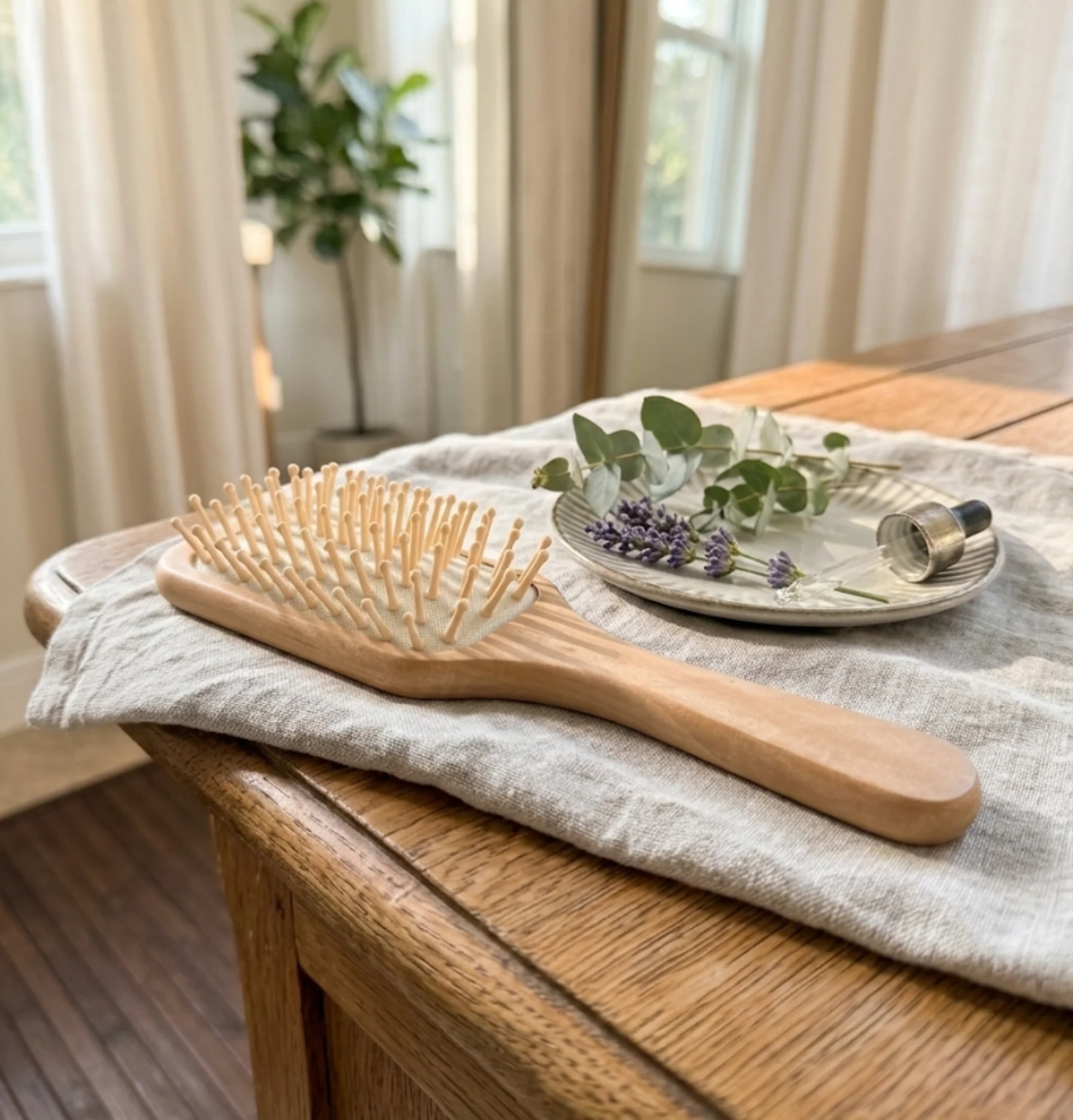 Natural Wooden Detangling Hair Brush - Image 10