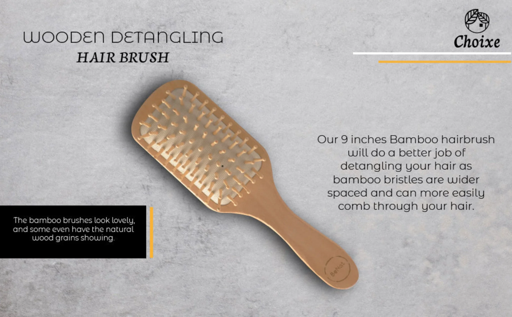 Natural Wooden Detangling Hair Brush - Image 2