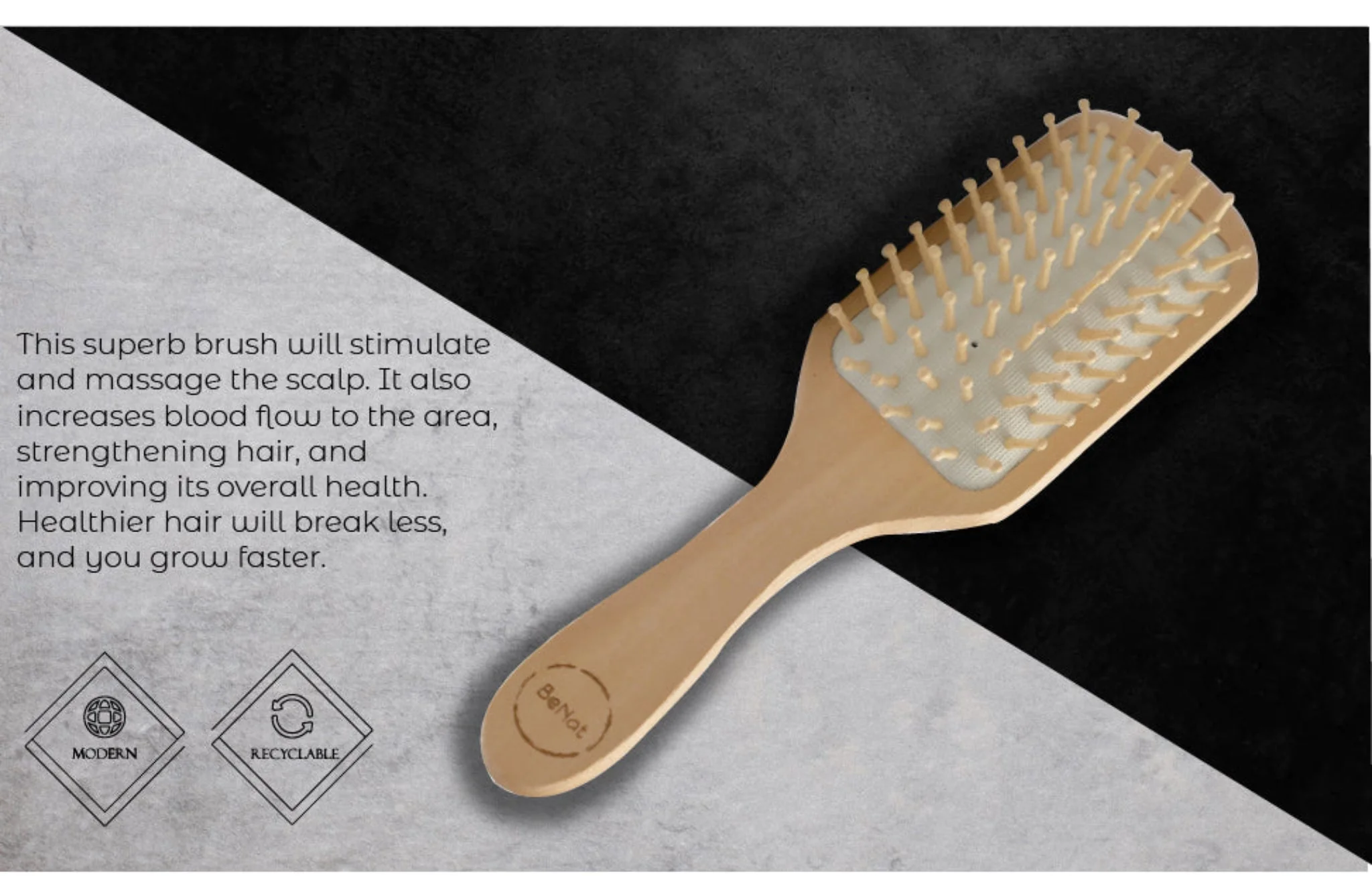 Natural Wooden Detangling Hair Brush - Image 4