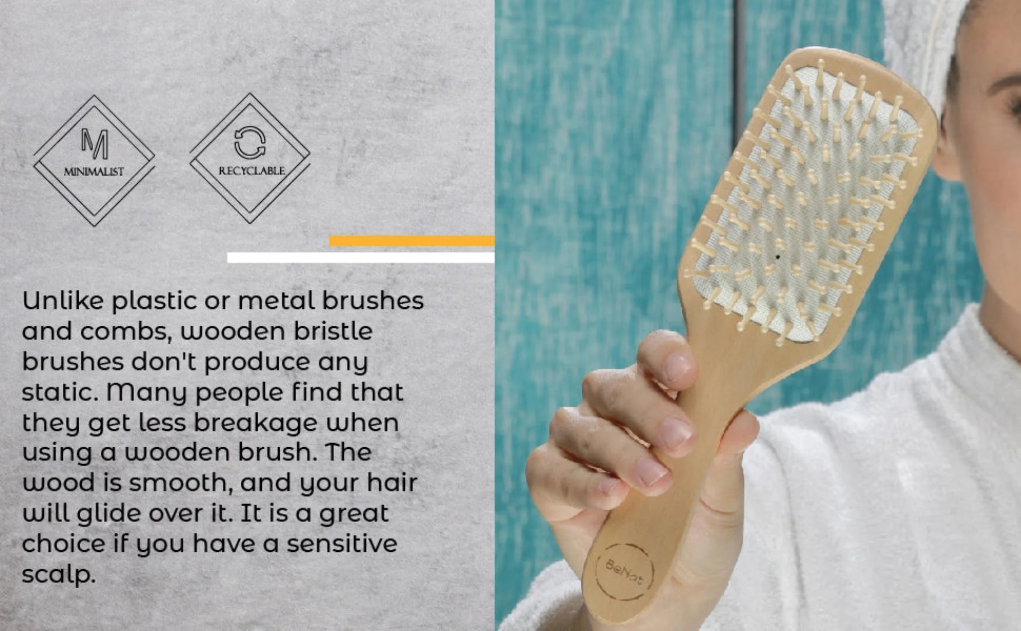 Natural Wooden Detangling Hair Brush - Image 6