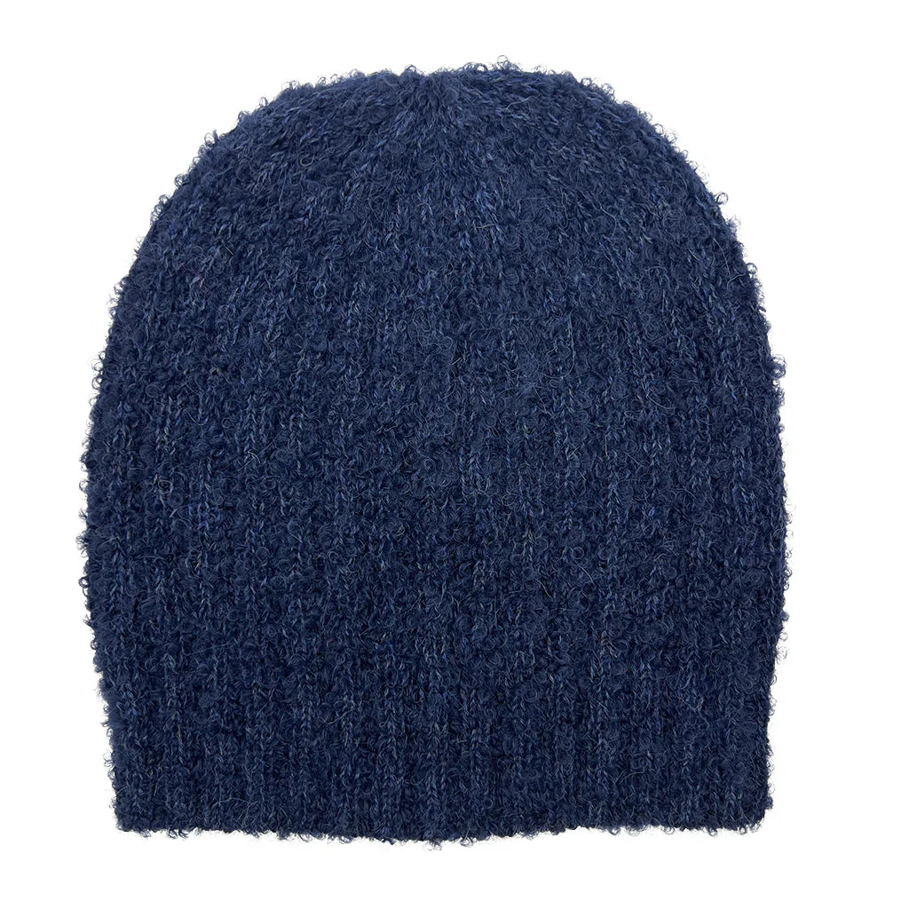 Navy Loop Knit Alpaca Beanie - Image 3