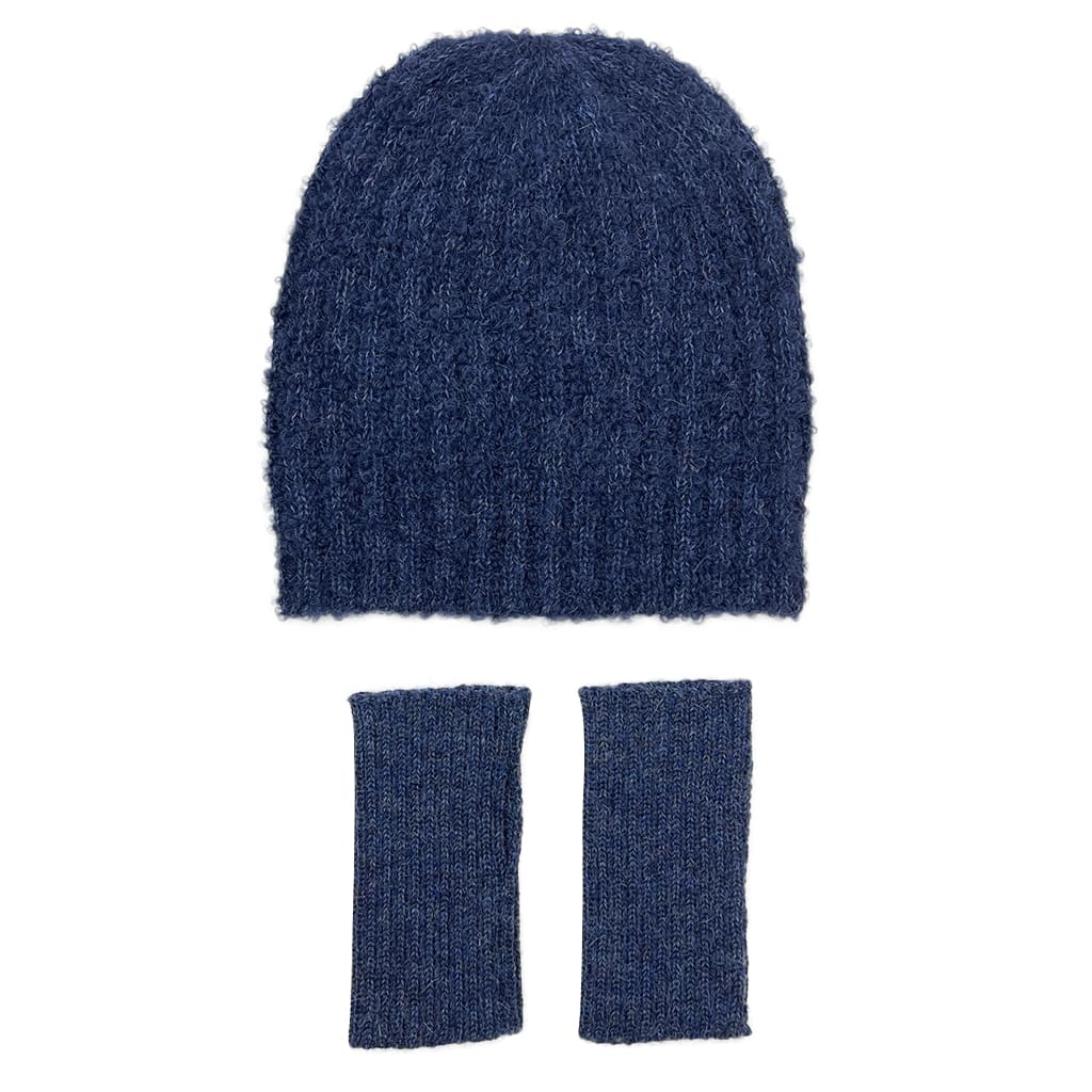 Navy Loop Knit Alpaca Beanie - Image 4