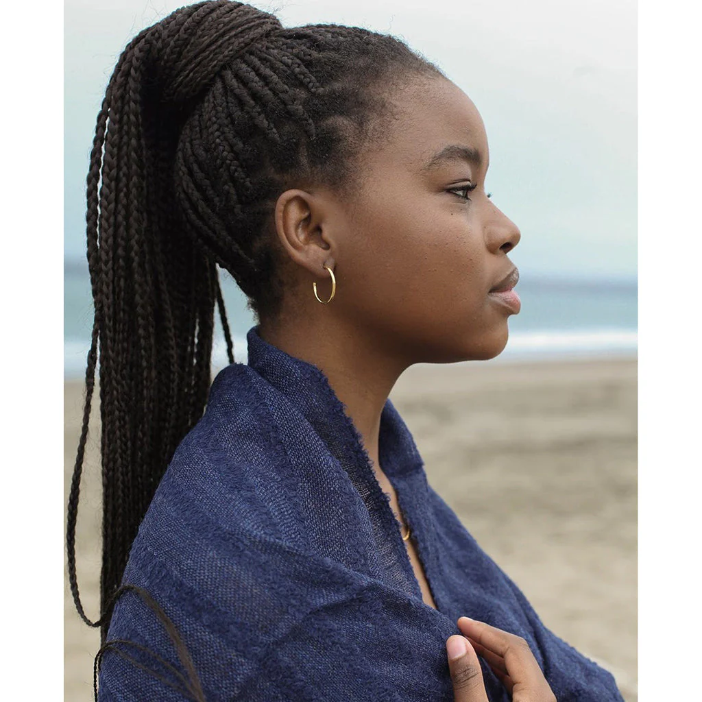 Navy Loop Knit Alpaca Scarf - Image 2