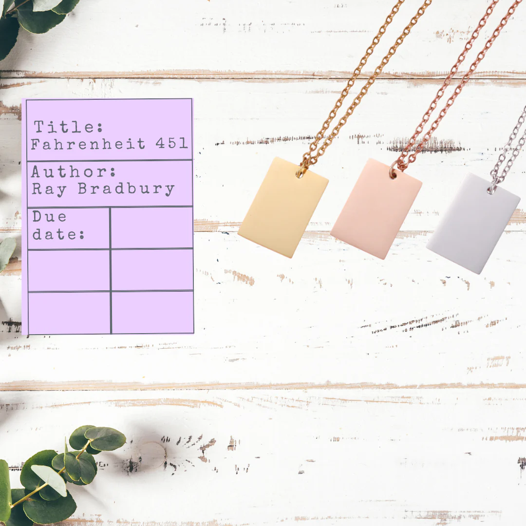 Banned Books Necklace | Library Card Charm | Book Lover Gift for Readers - Image 6