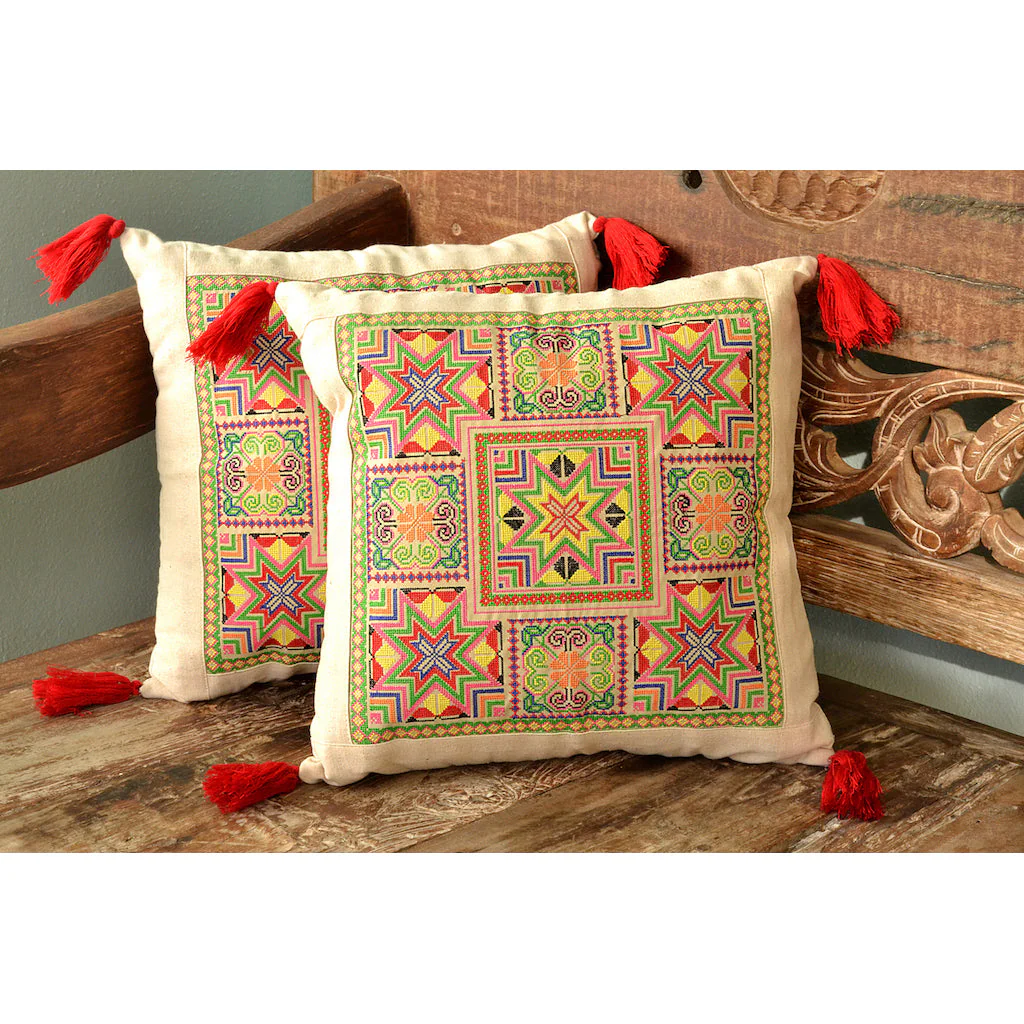 Needlepoint Tassel Pillow Cover - Image 2