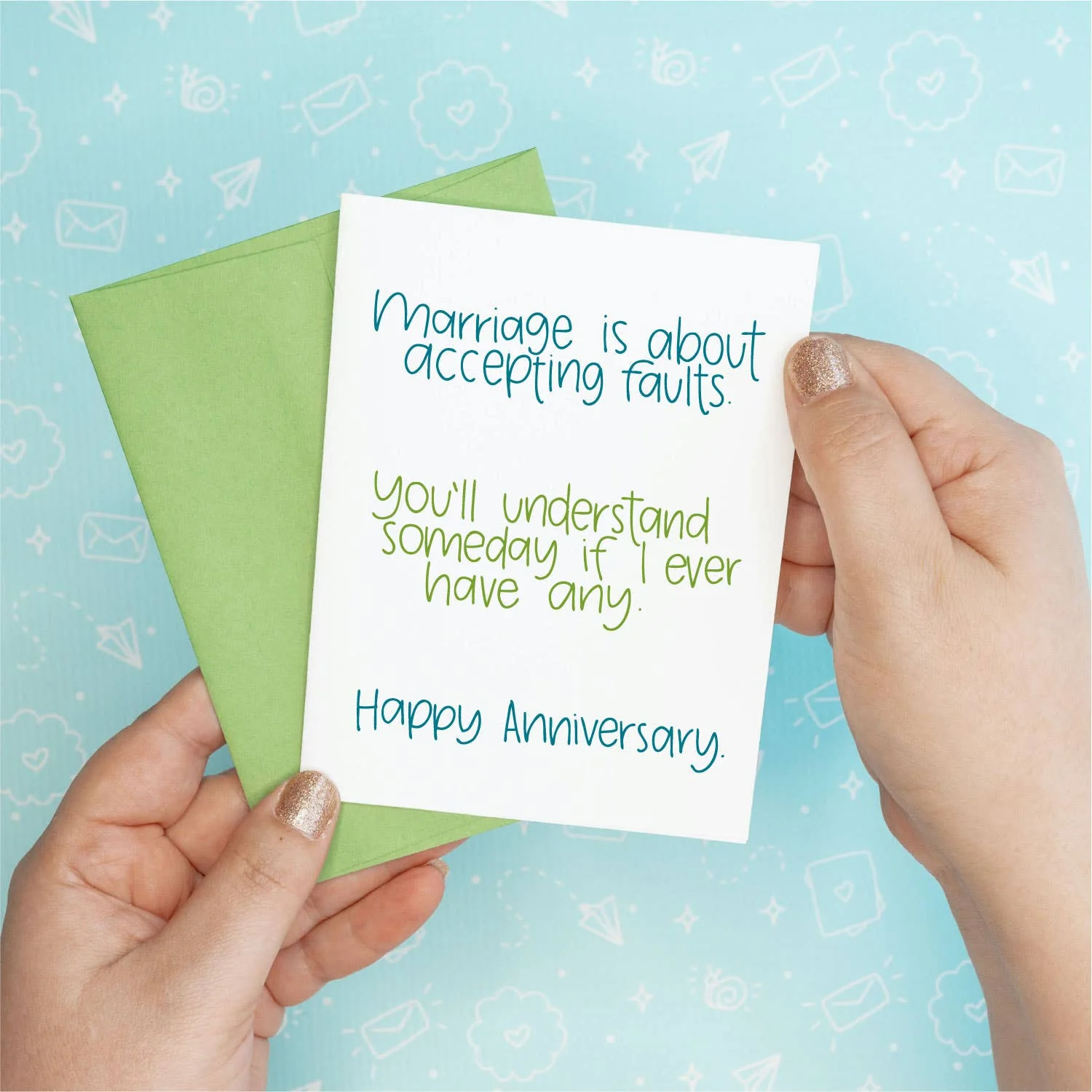 No Faults Anniversary Funny Greeting Card