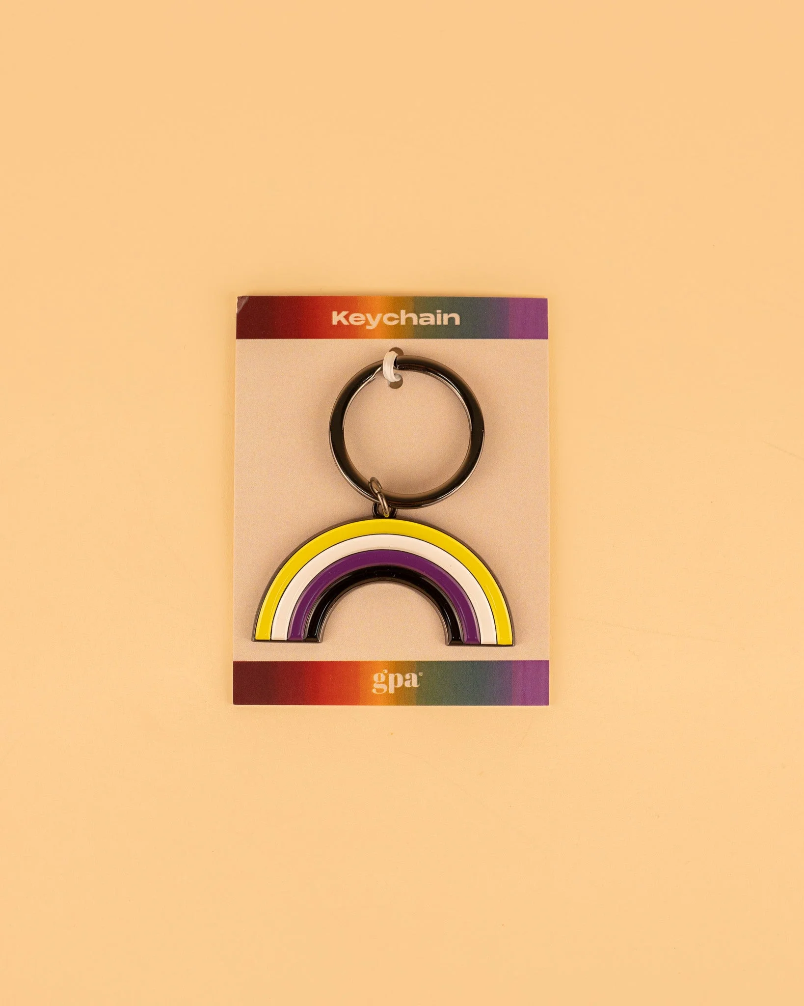 Non-Binary Rainbow Enamel Keychain - Image 2