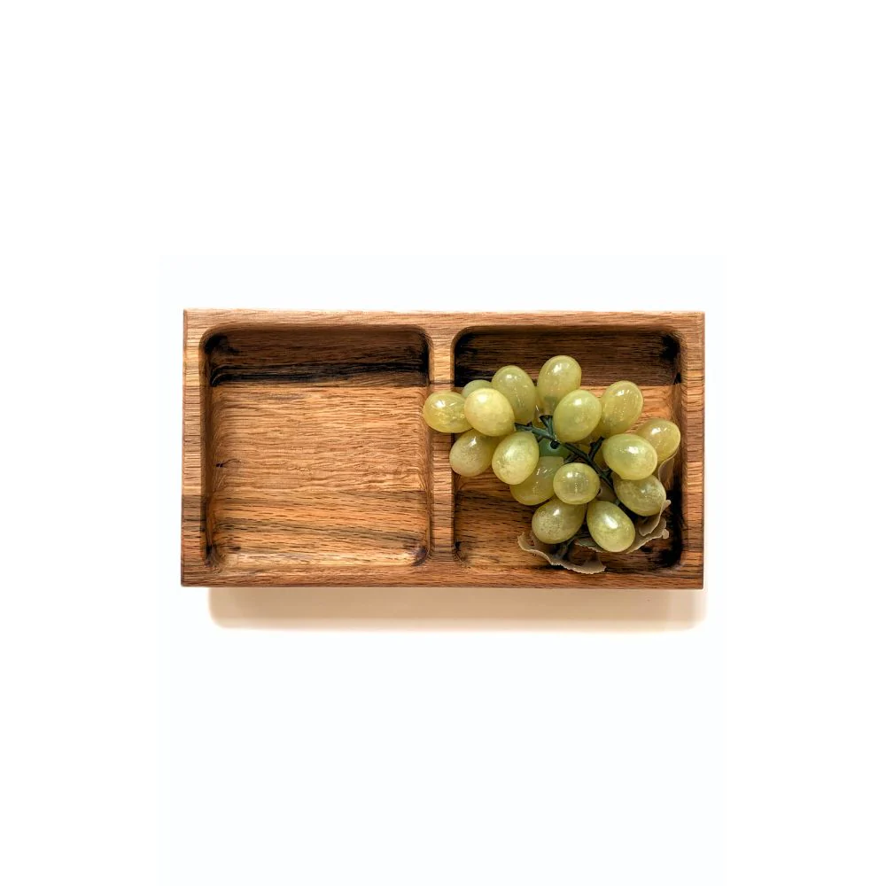 Oak Wood Double Snack Serving Tray - Image 2