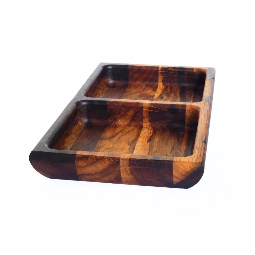 Oak Wood Double Snack Serving Tray - Image 3