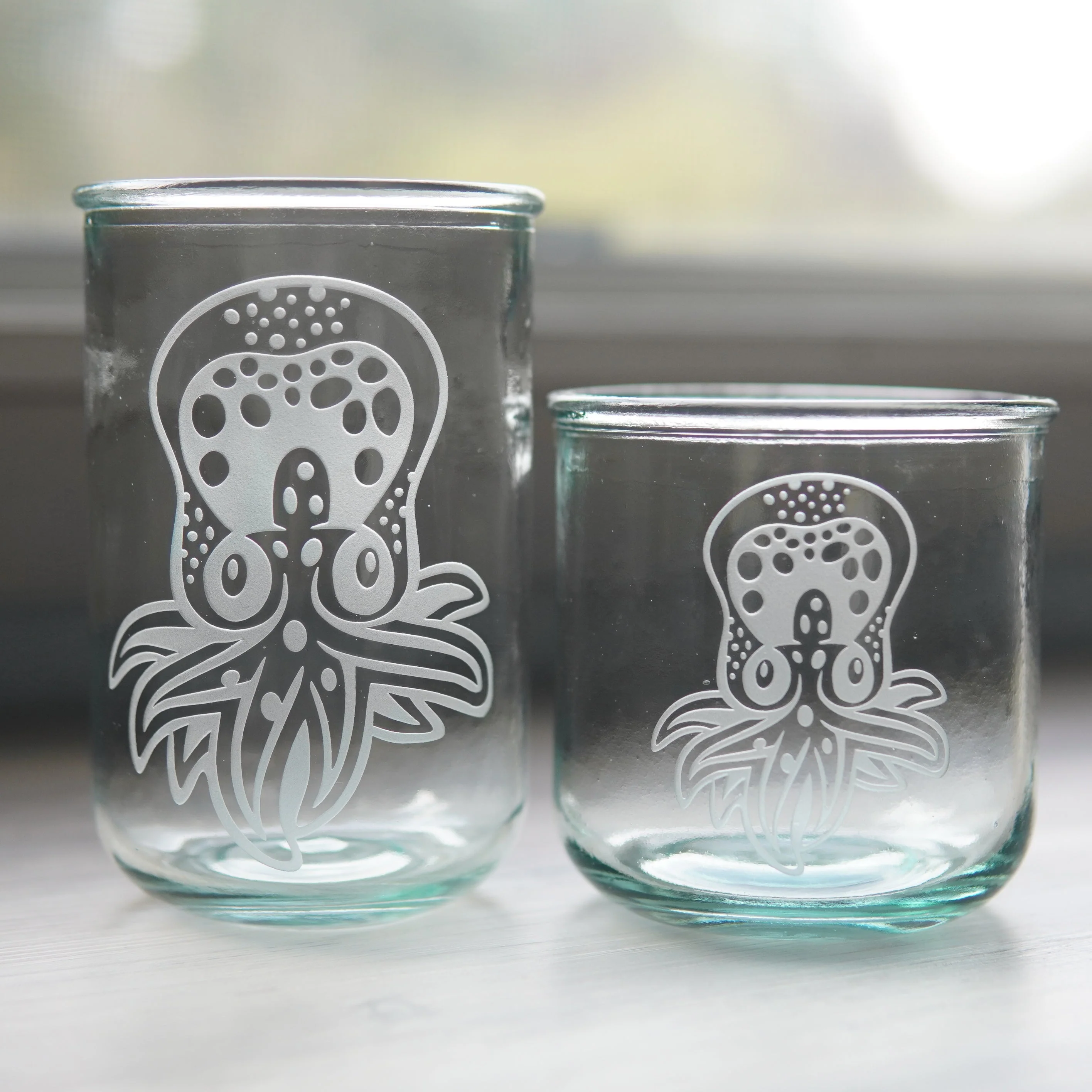 Octopus Baby Rustic Recycled Glass Candle Cup - Image 2