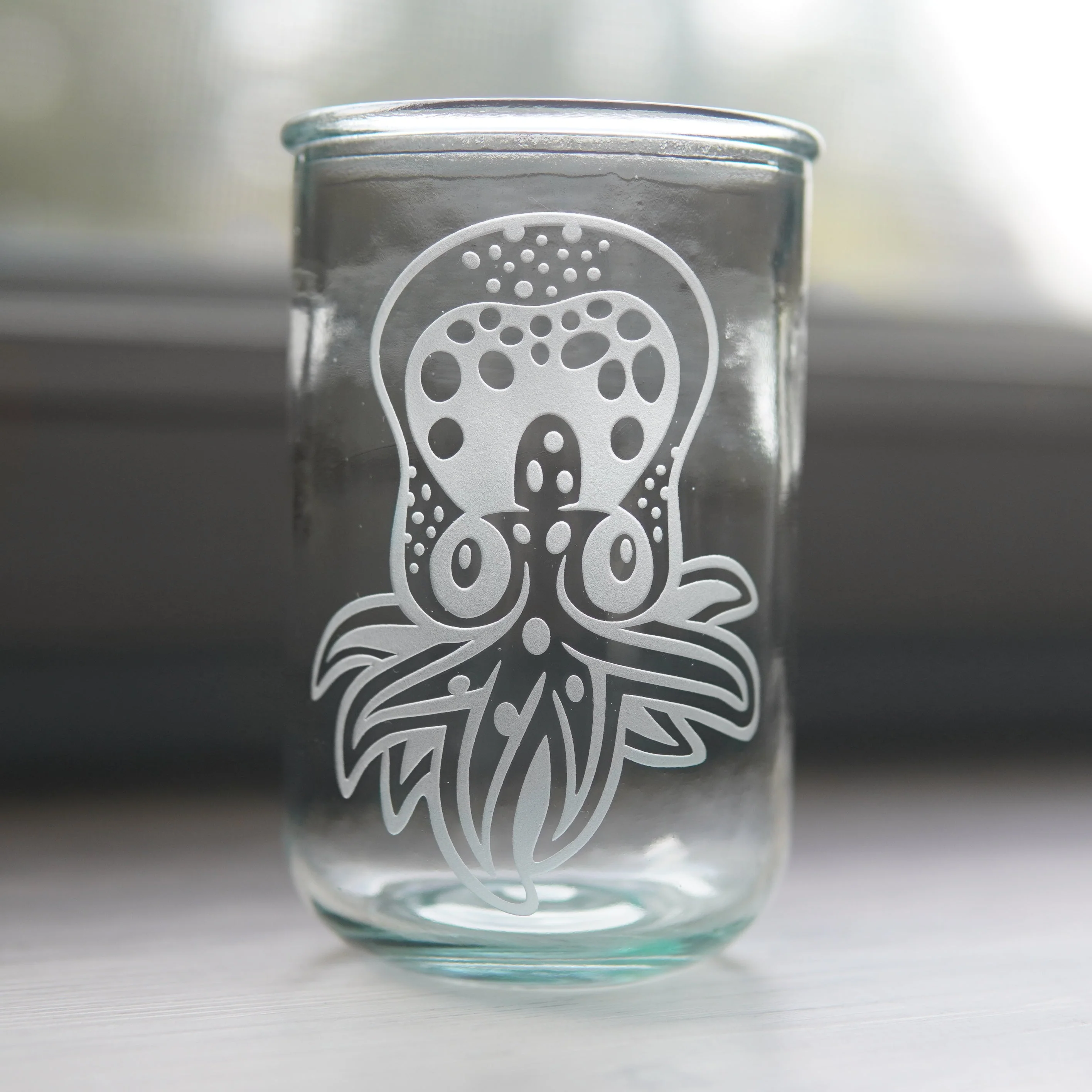 Octopus Baby Rustic Recycled Glass Candle Cup - Image 3