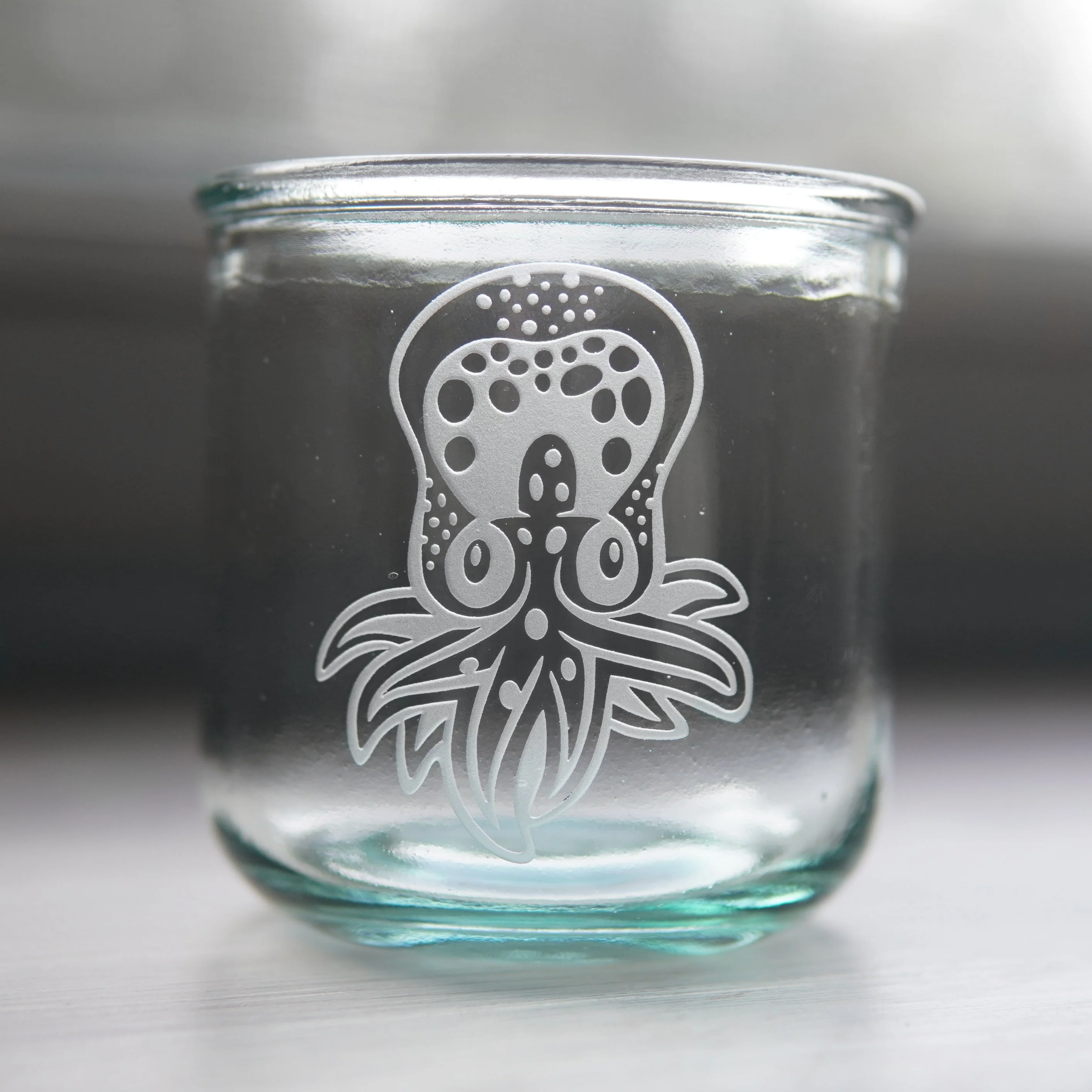 Octopus Baby Rustic Recycled Glass Candle Cup - Image 4