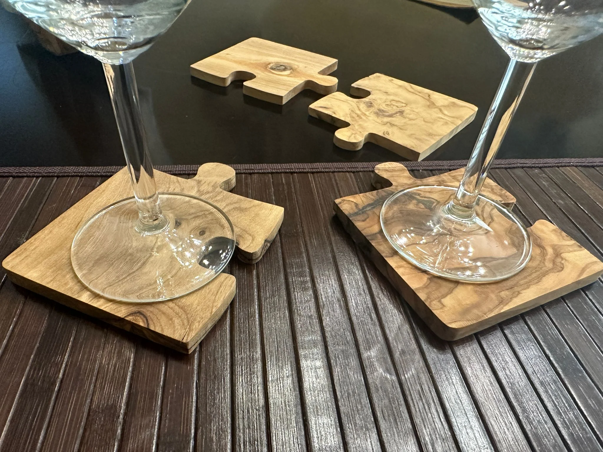 Olive Wood Coaster Puzzle 4-Pcs Set. - Image 10