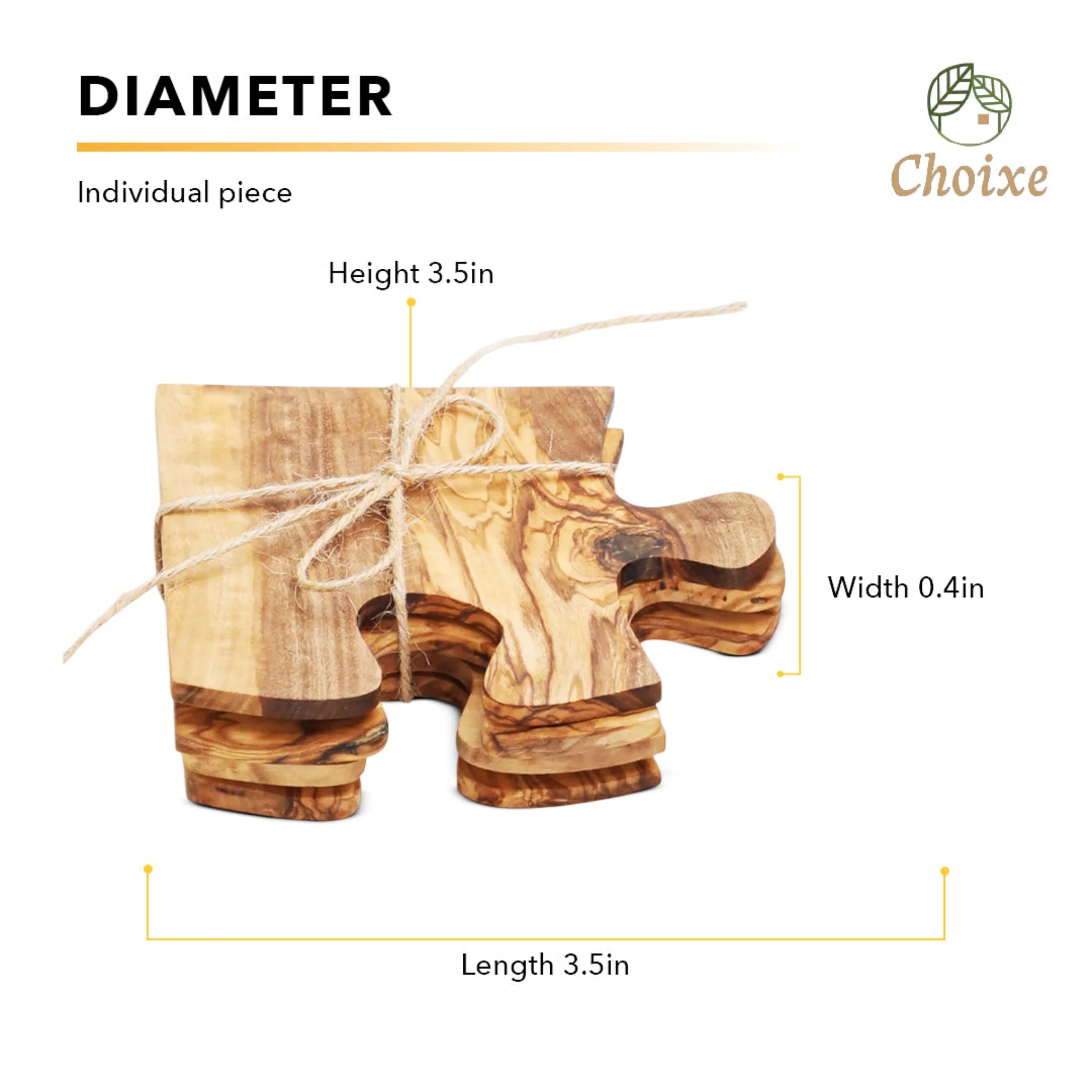 Olive Wood Coaster Puzzle 4-Pcs Set. - Image 7