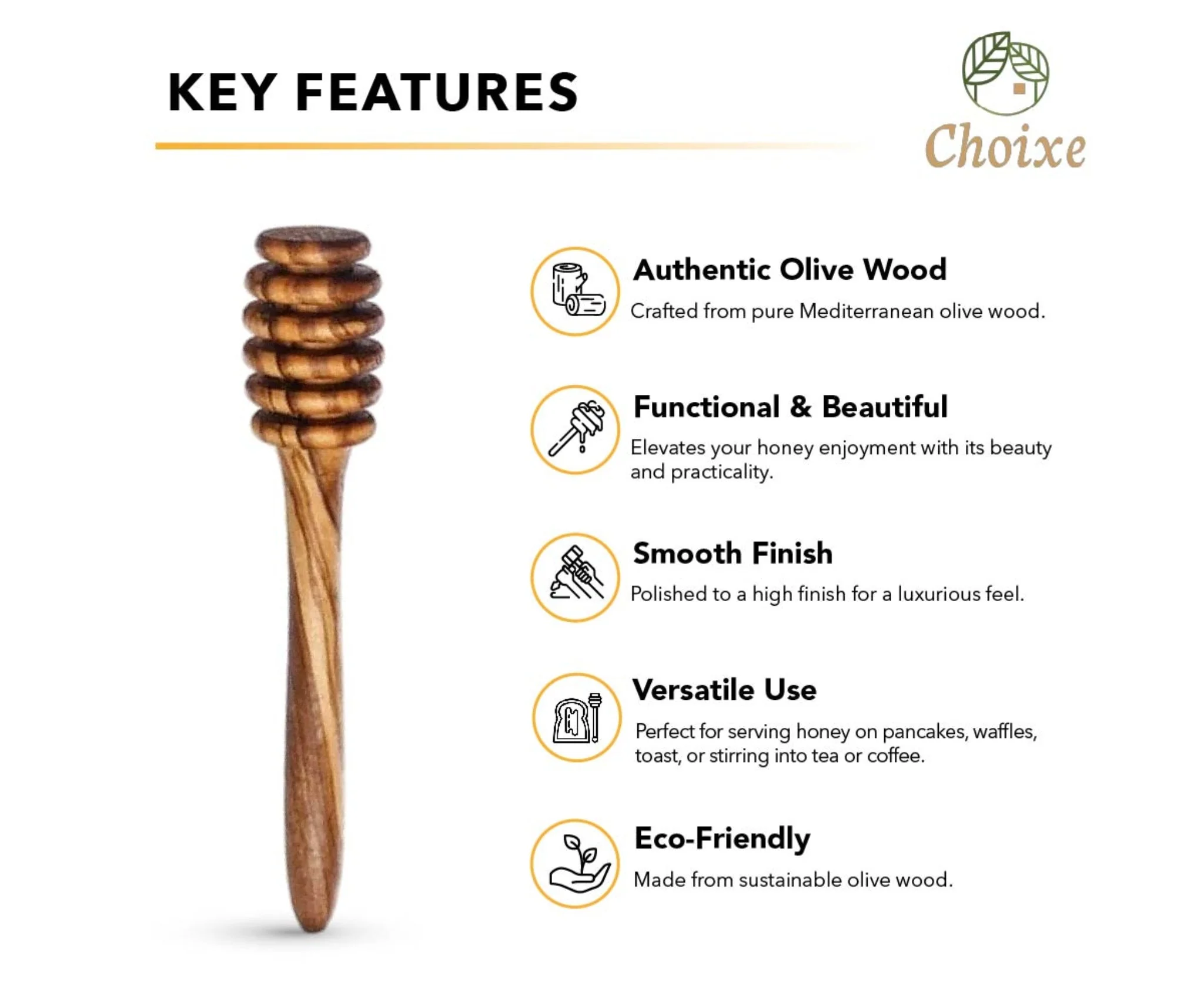 Olive Wood Honey Spoon - Image 4