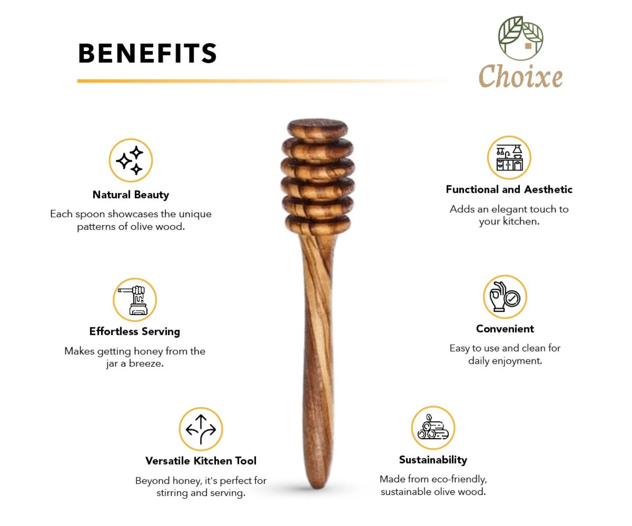 Olive Wood Honey Spoon - Image 5