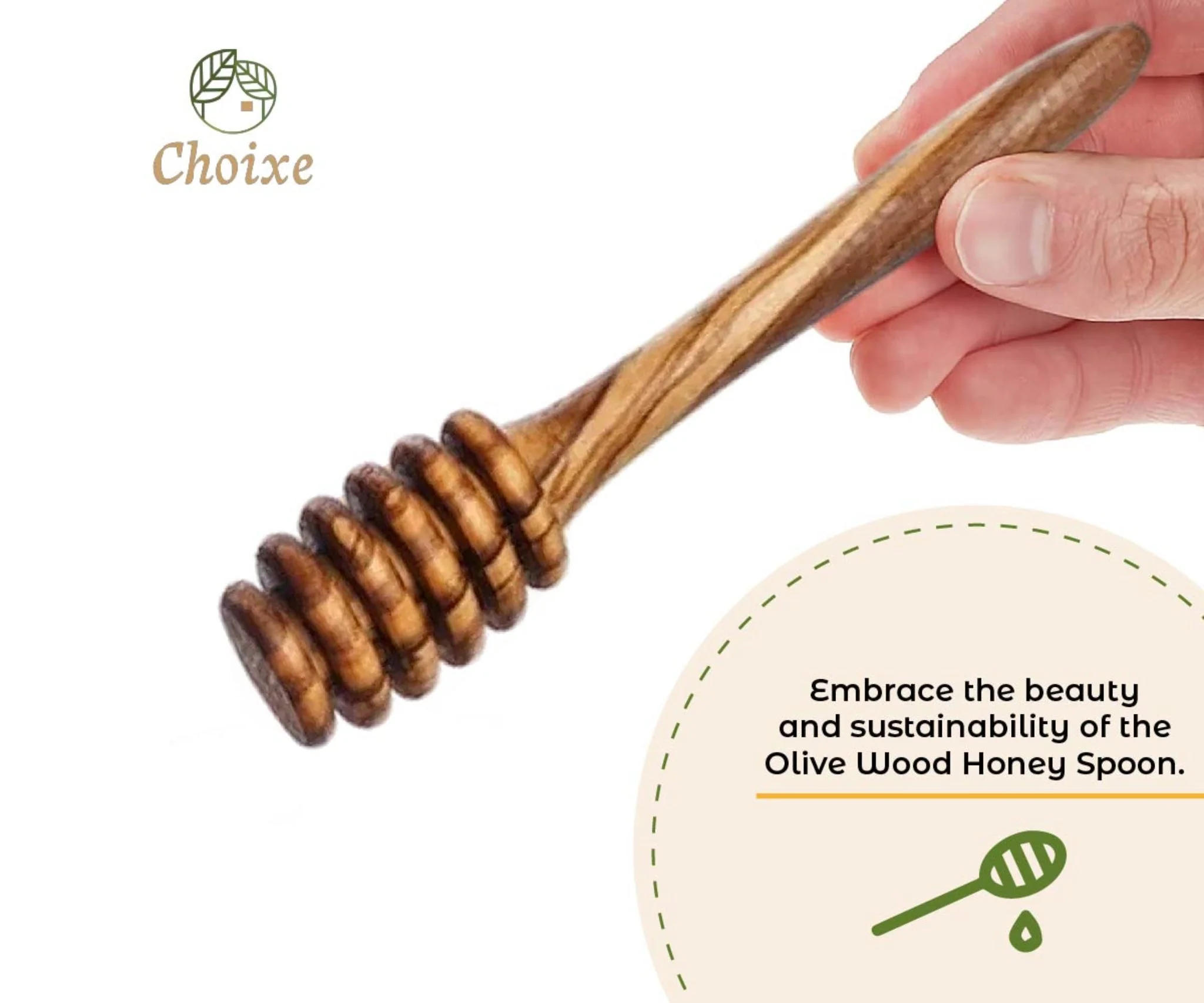 Olive Wood Honey Spoon - Image 6