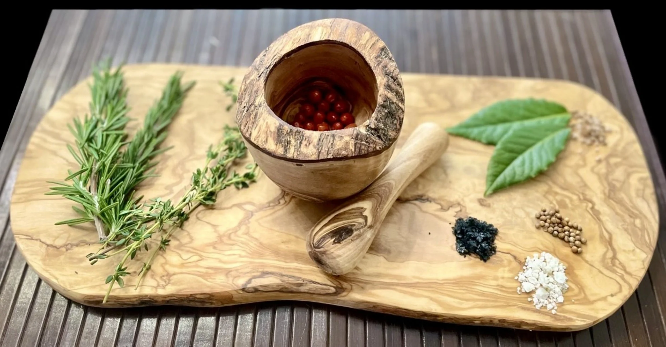 Olive Wood Rustic Mortar and Pestle - Image 13