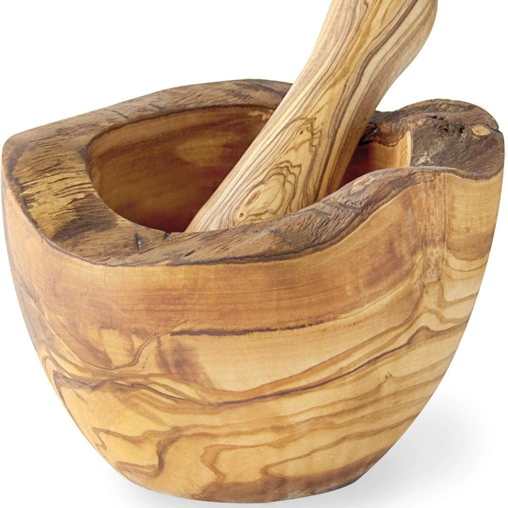 Olive Wood Rustic Mortar and Pestle - Image 14