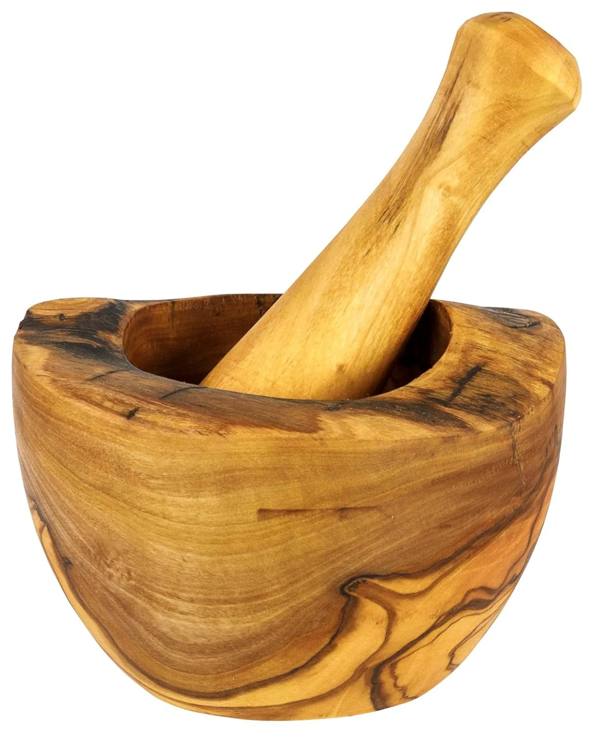 Olive Wood Rustic Mortar and Pestle - Image 2