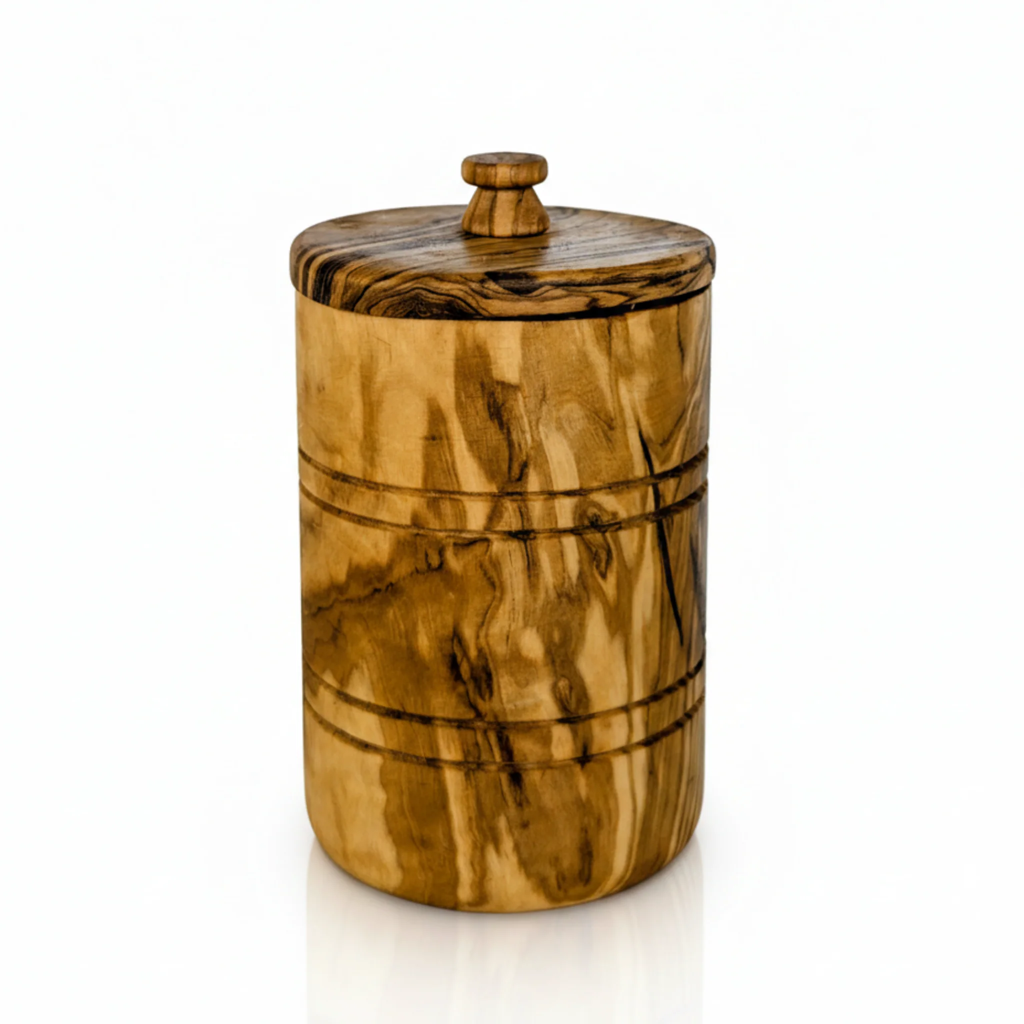 Olive Wood Spice Jar Salt Keeper w/Lid