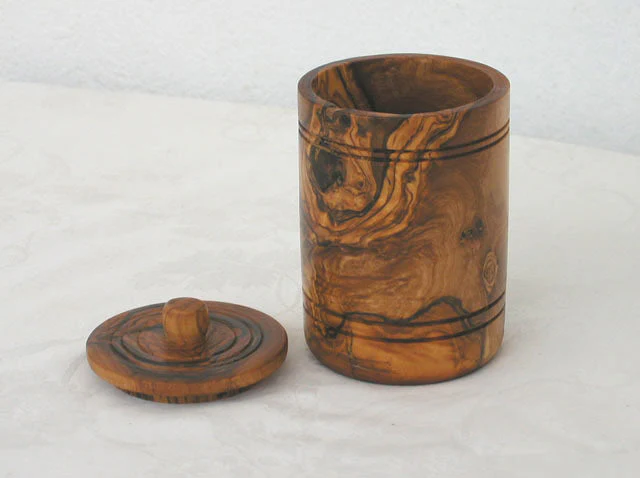 Olive Wood Spice Jar Salt Keeper w/Lid - Image 7