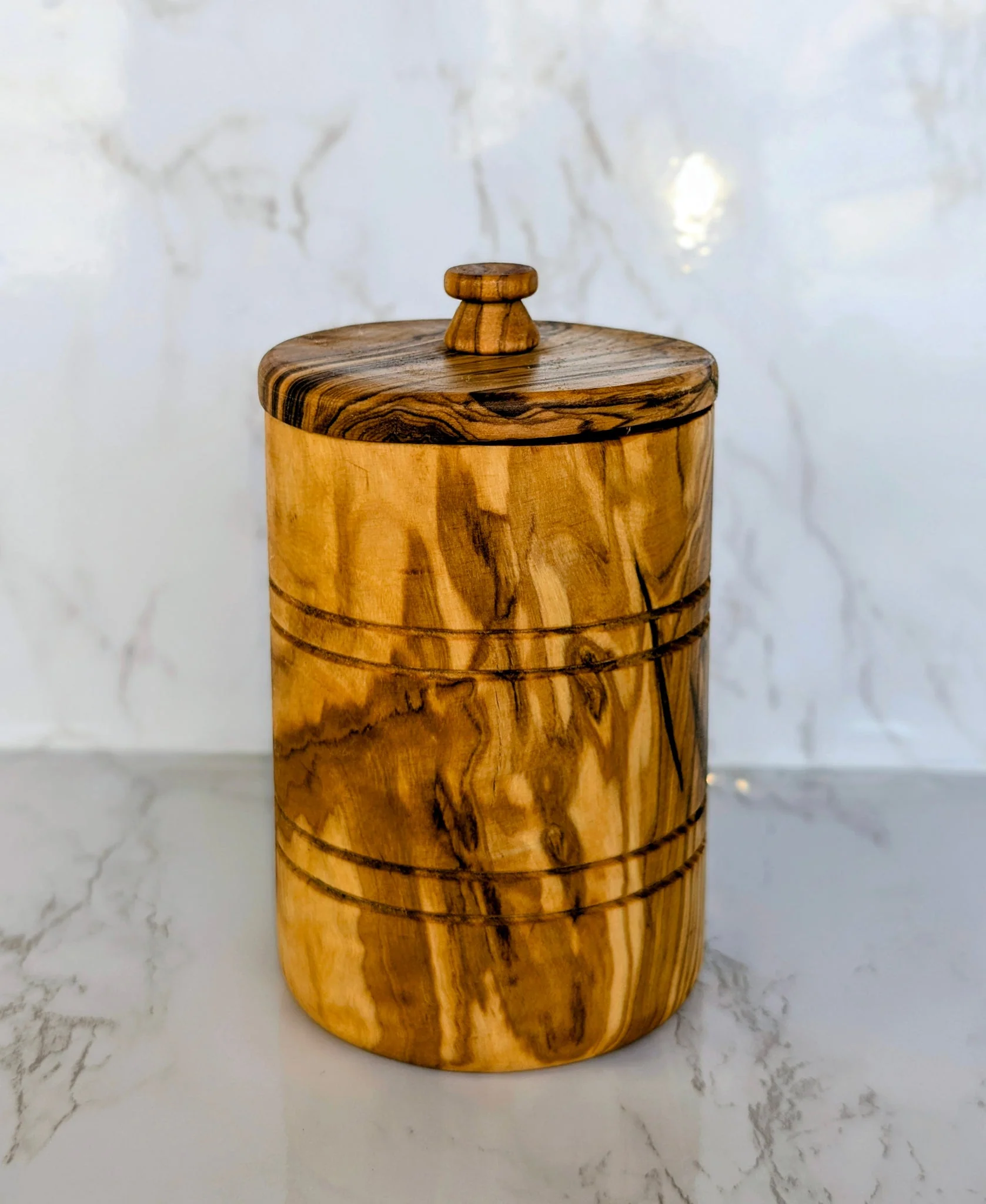 Olive Wood Spice Jar Salt Keeper w/Lid - Image 8