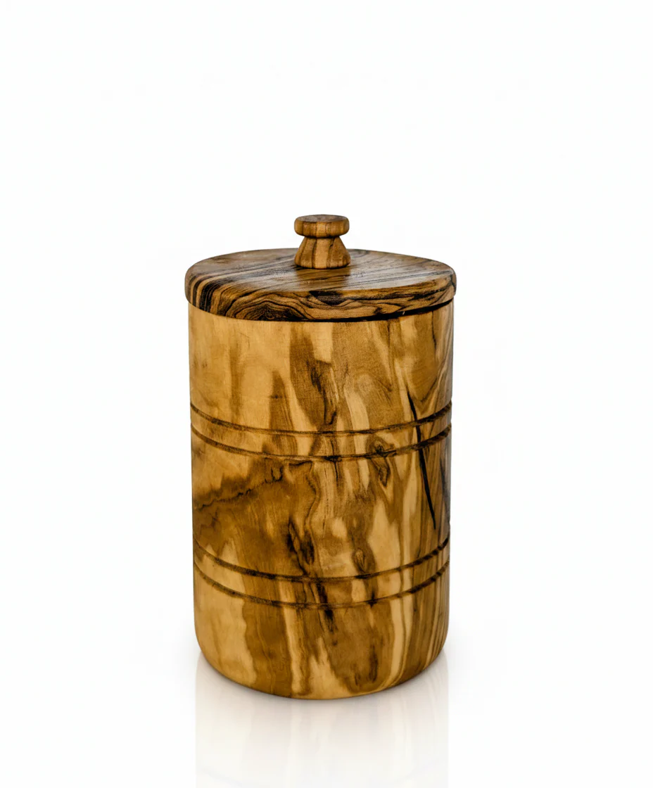Olive Wood Spice Jar Salt Keeper w/Lid - Image 9
