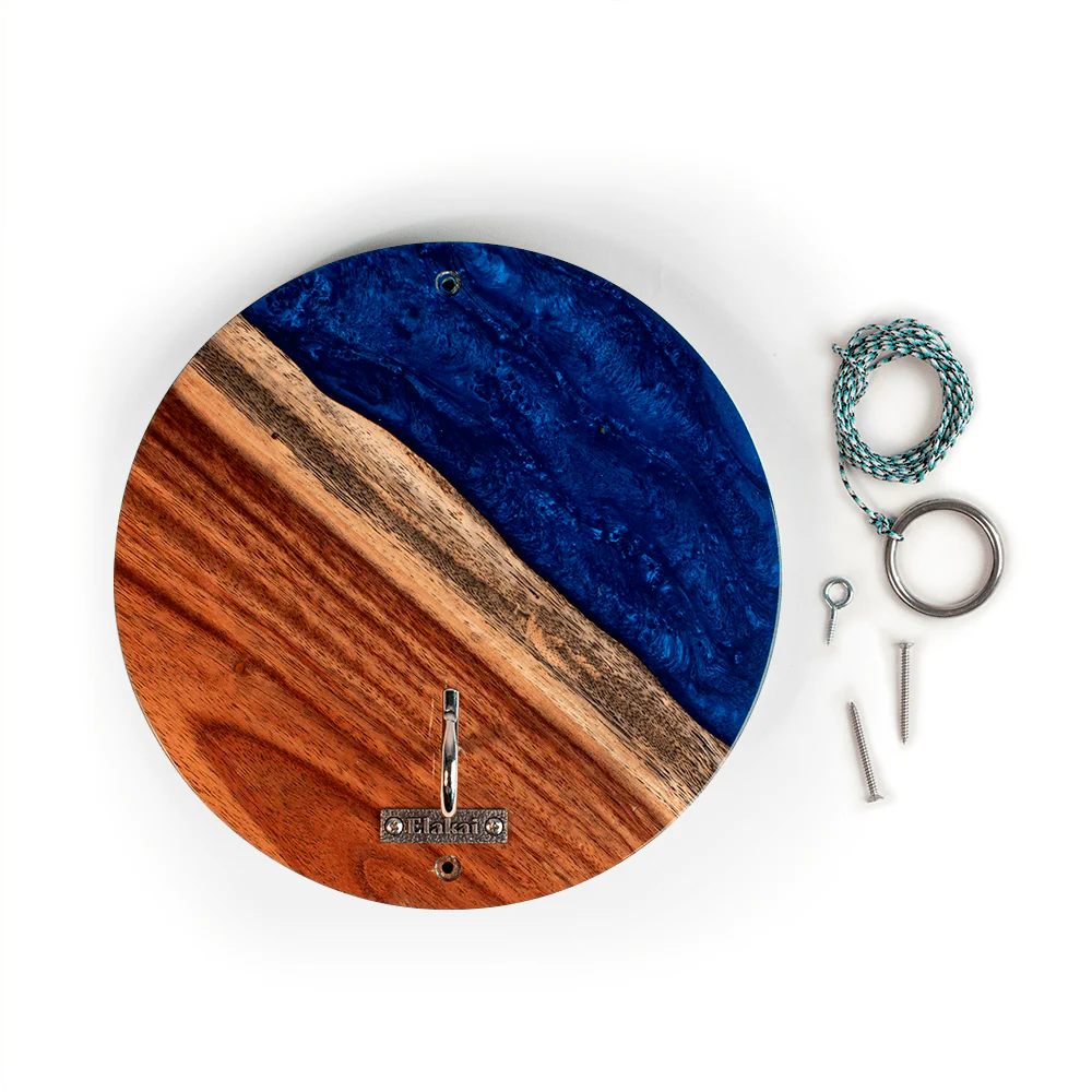 One of a Kind Blue Pearl Epoxy Resin Live-Edge Wood Hook and Ring Toss Game - Image 3