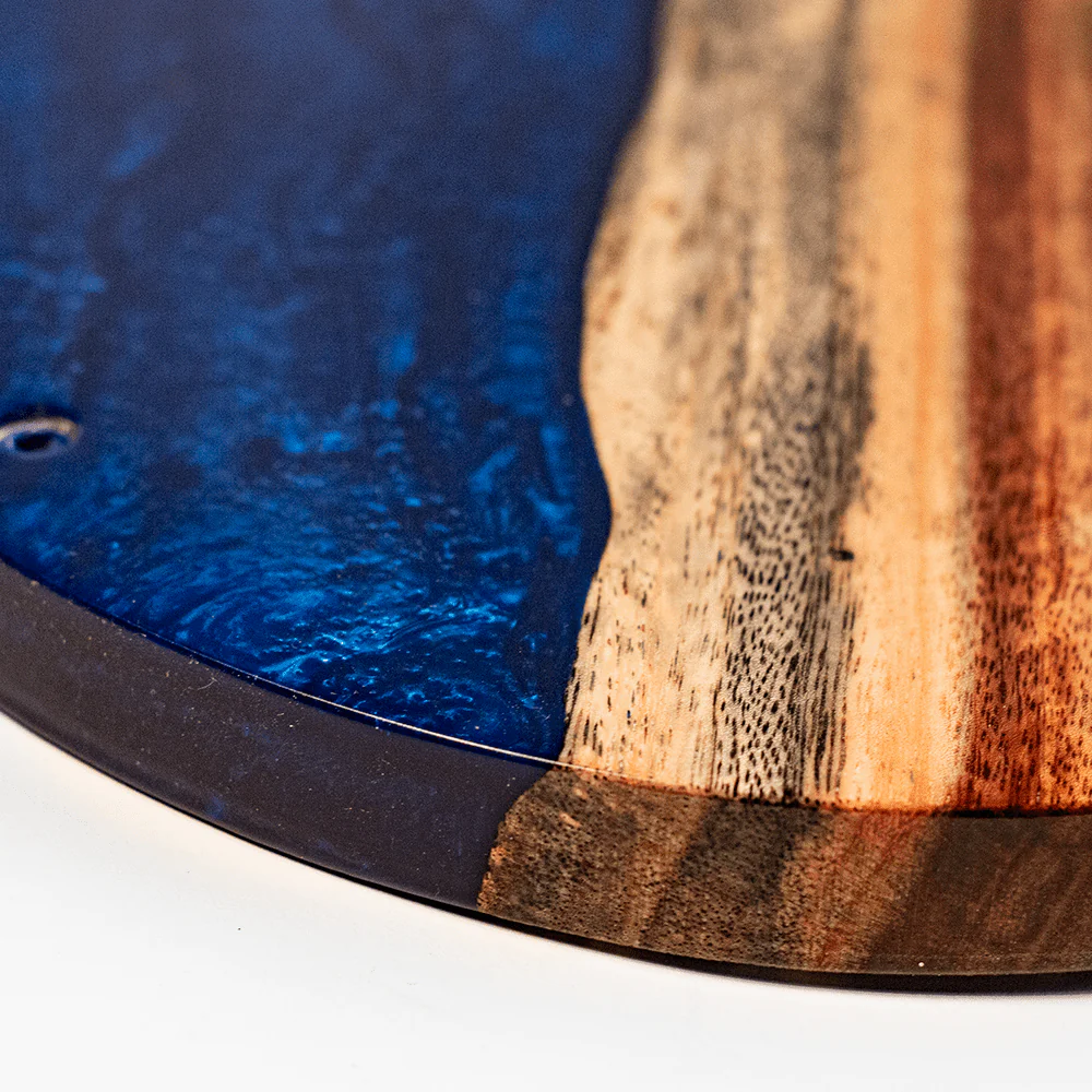 One of a Kind Blue Pearl Epoxy Resin Live-Edge Wood Hook and Ring Toss Game - Image 6