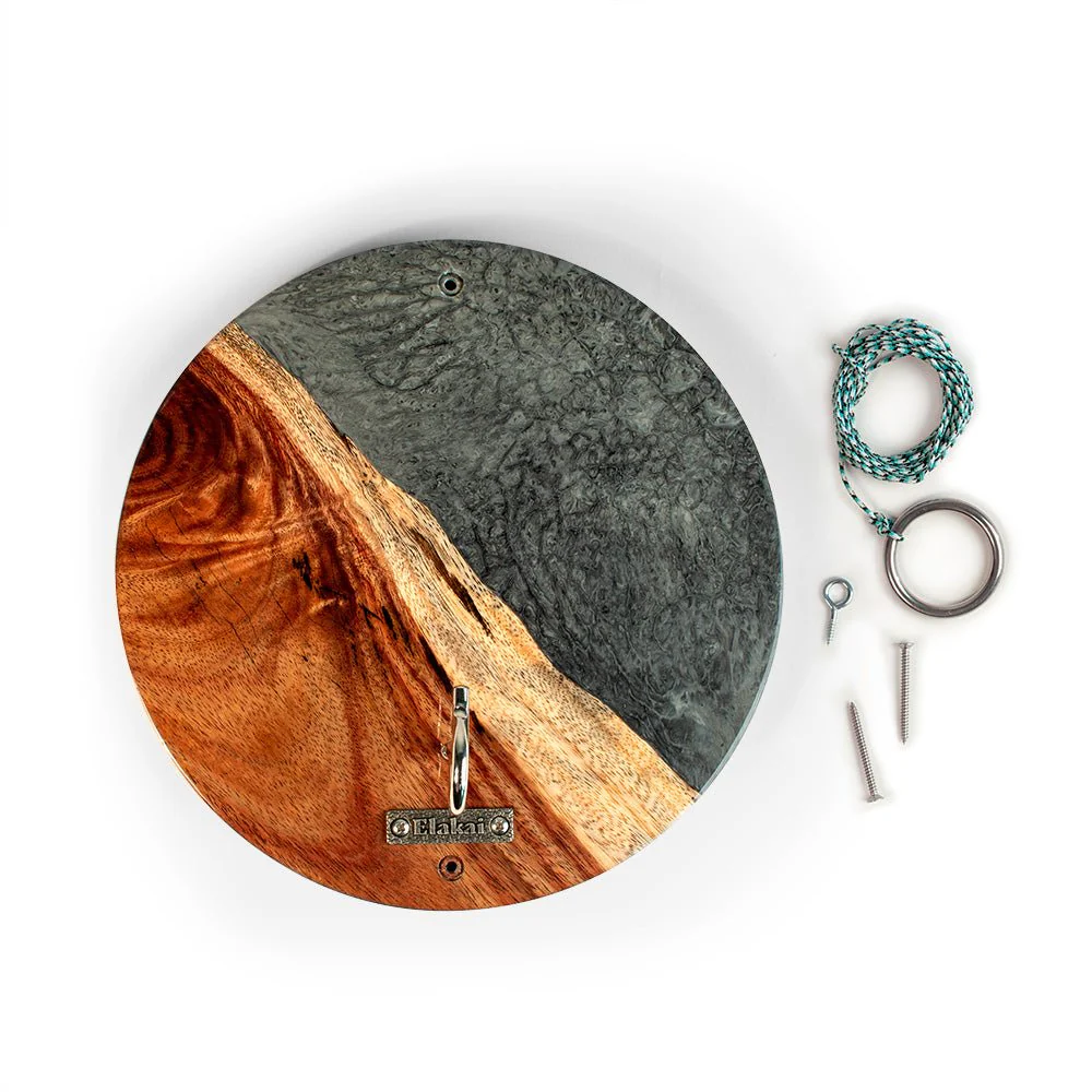 One of a Kind Gray Stone Epoxy Resin Live-Edge Wood Hook and Ring Toss Game - Image 3