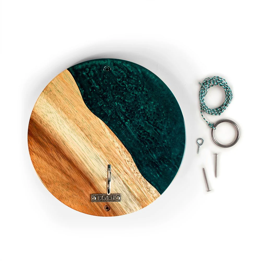 One of a Kind Green Pearl Epoxy Resin Live-Edge Wood Hook and Ring Toss Game - Image 3
