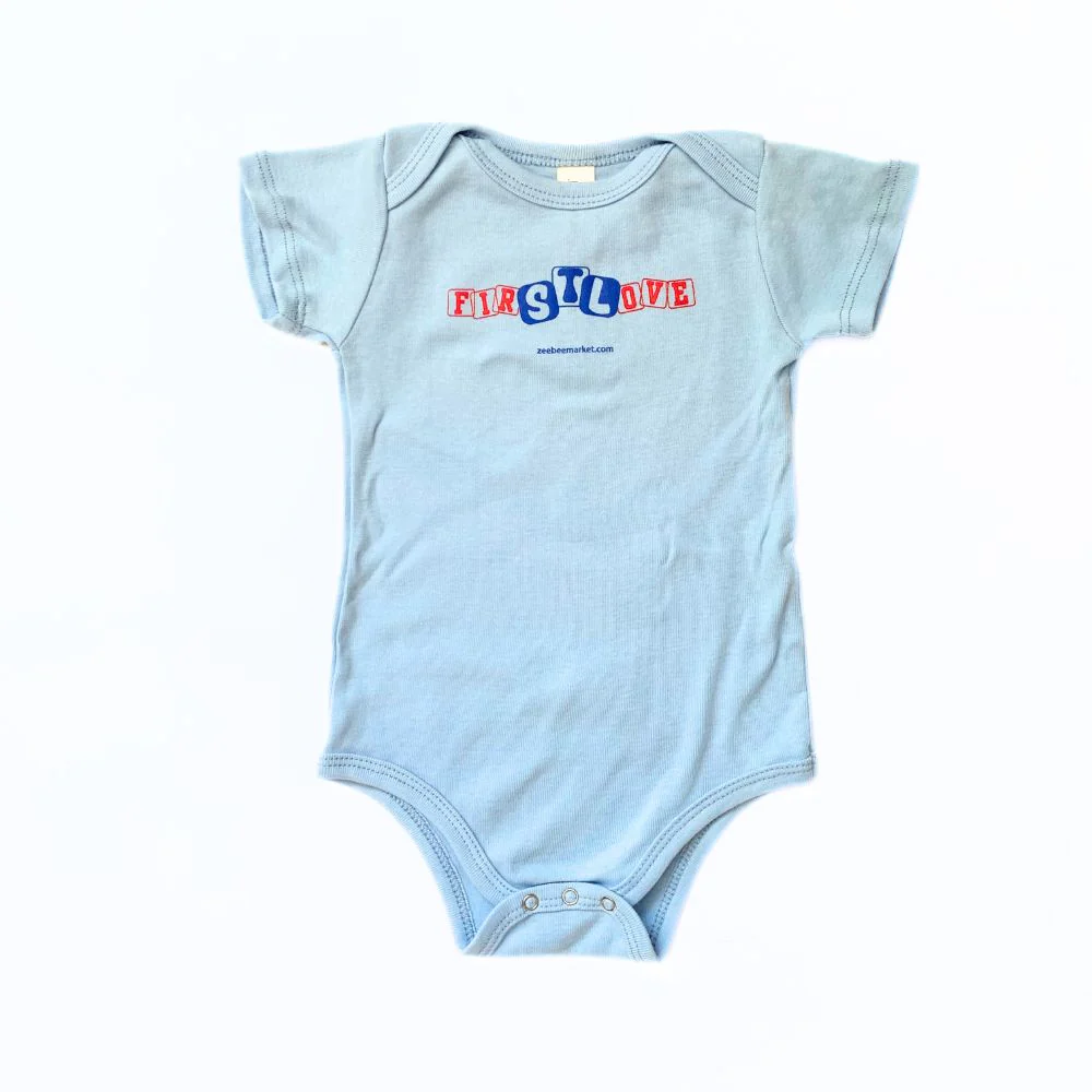 Organic Cotton Onesie FIRSTLOVE - Light Blue - Image 2