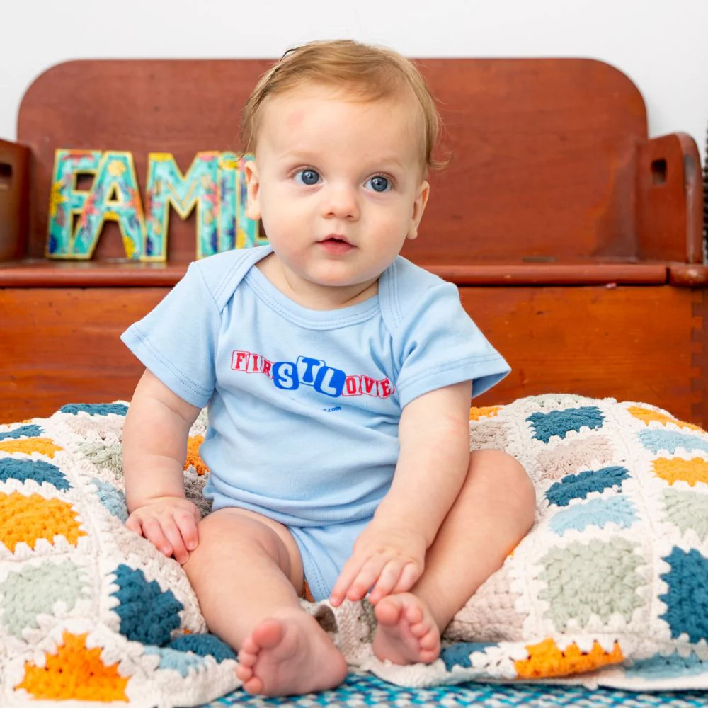 Organic Cotton Onesie FIRSTLOVE - Light Blue - Image 3