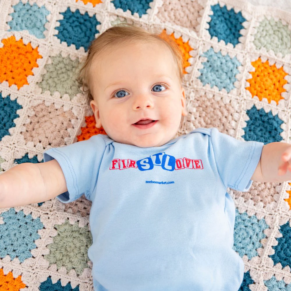 Organic Cotton Onesie FIRSTLOVE - Light Blue - Image 4