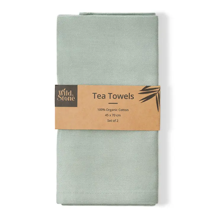 Organic Cotton Tea Towel – Herringbone Weave | Absorbent, Plastic-Free Kitchen Towel - Image 2