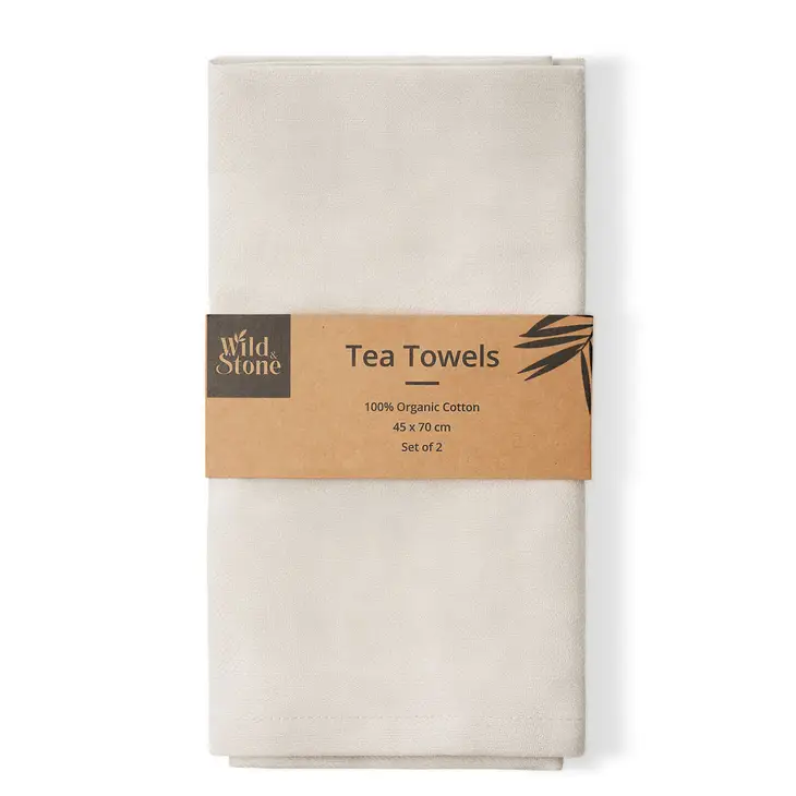 Organic Cotton Tea Towel – Herringbone Weave | Absorbent, Plastic-Free Kitchen Towel - Image 3