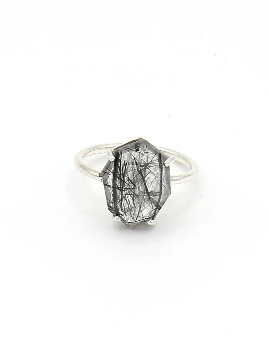 Organic Cut Sterling Ring - Rutile Quartz - Image 4