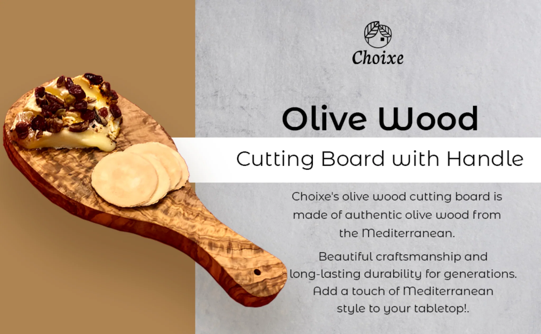 Original Olive Wood Cutting Board with Handle - Image 4