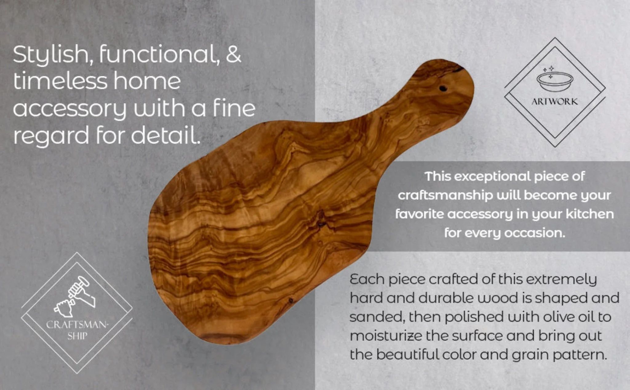 Original Olive Wood Cutting Board with Handle - Image 8