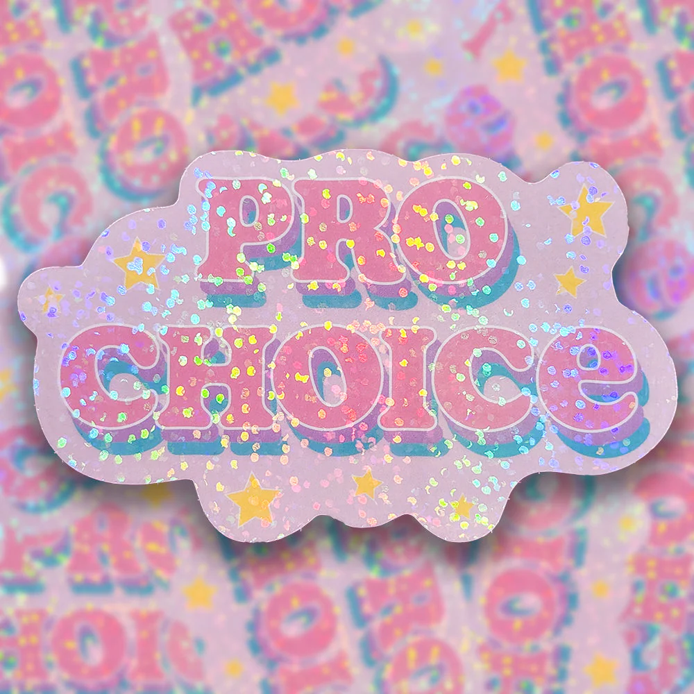 Pastel Cloud Pro Choice Holographic Sticker, 3.5 x 2 in. - Image 2