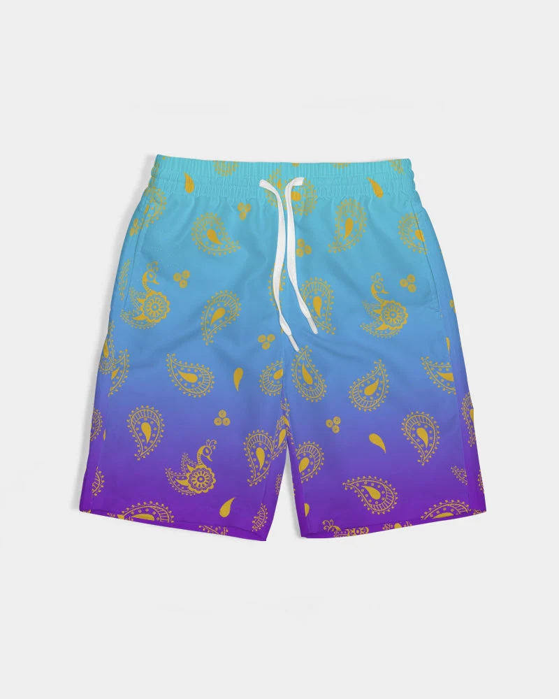 Peacock Henna Boys' Swim Trunks - Comfort Meets Cultural Elegance - Image 2