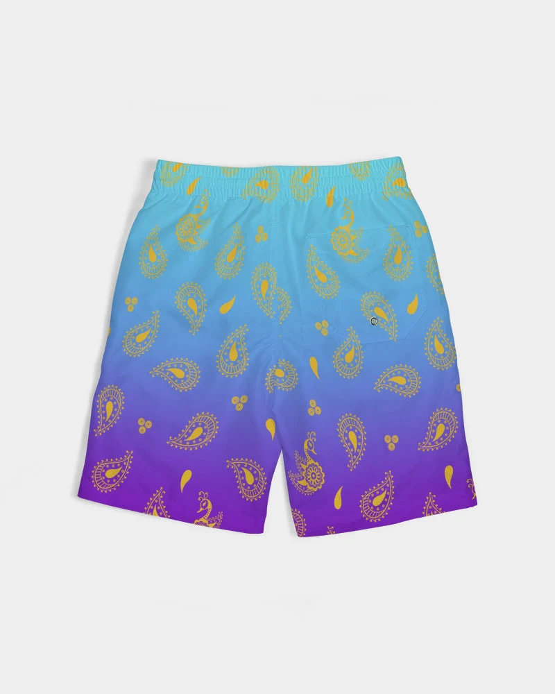 Peacock Henna Boys' Swim Trunks - Comfort Meets Cultural Elegance - Image 3