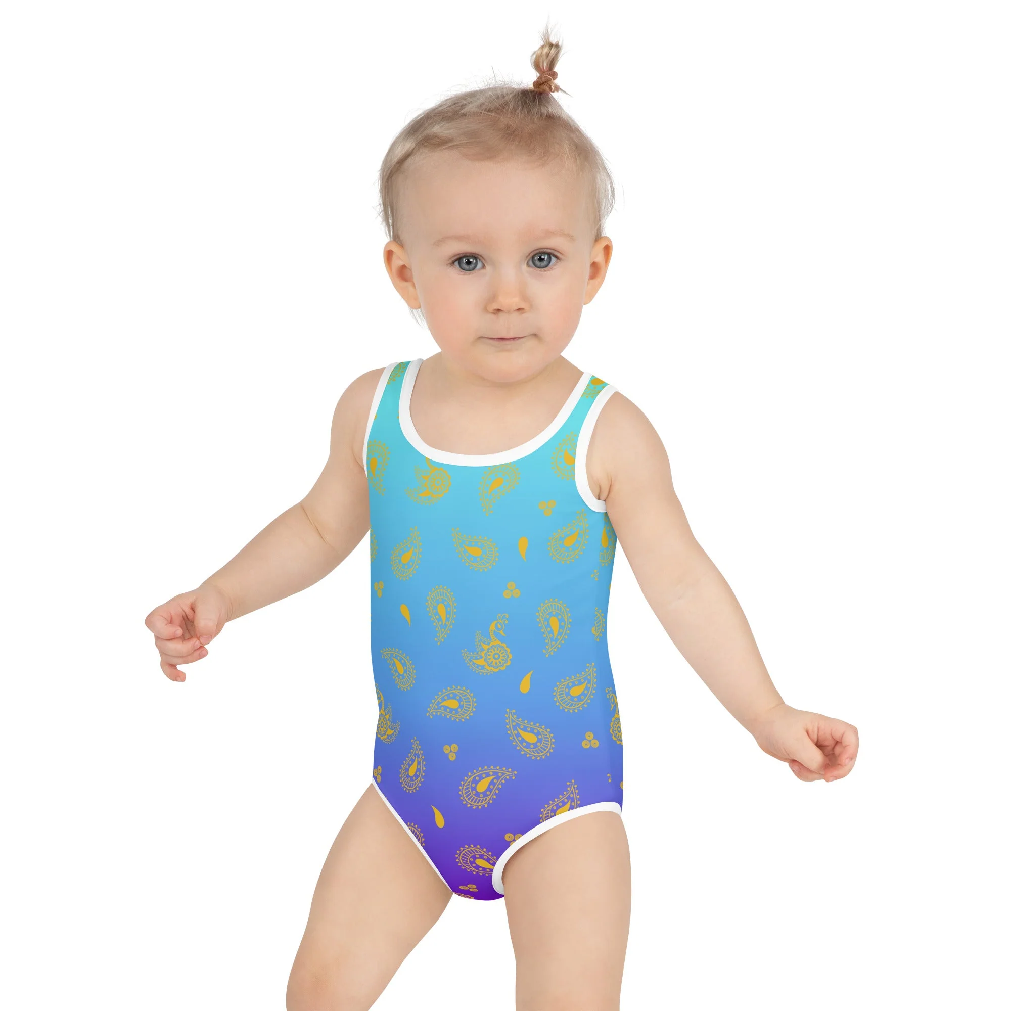 Peacock Henna Girls' Swimsuit – Graceful, Bold, and Made to Move - Image 2